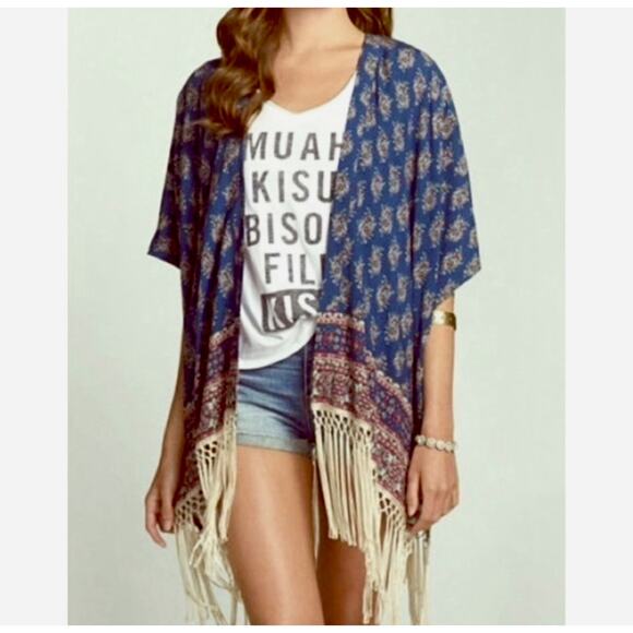 Ambercrombie Fitch Boho Fringe Cardigan Kimono - Picture 1 of 9